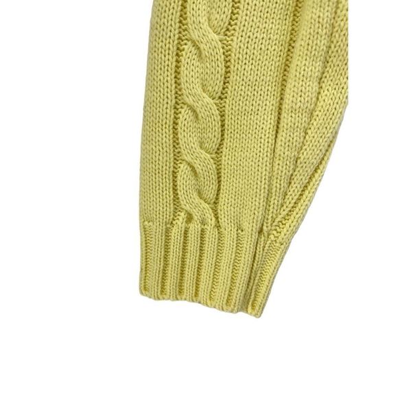 Twik Cropped Knit Sweater Cableknit O/S Pastel Yellow Crewneck Pullover Academia - Picture 6 of 8